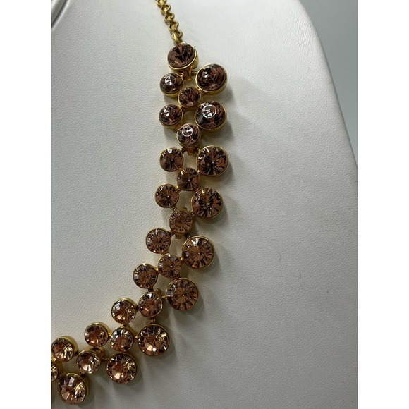 J. Crew‎ Peach Topaz Faceted Bezel Set Shimmering Rhinestone Collar Necklace - Picture 7 of 16